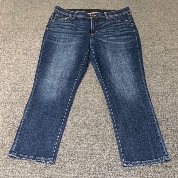 EVRI Denim - Evri Capri Jeans Dark Wash Stretch Elastic Waist Denim Cropped Pants Womens 18W